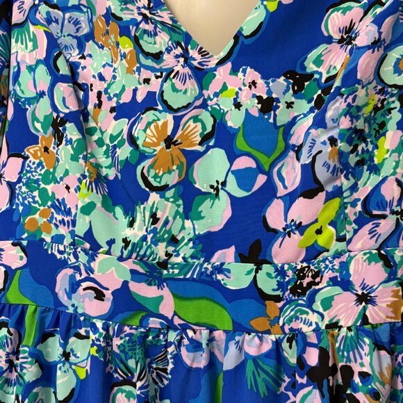 Lilly Pulitzer Grace Short Sleeve Midi Dress Blue Grotto Twilight Tropics 12 NWT - Picture 7 of 9